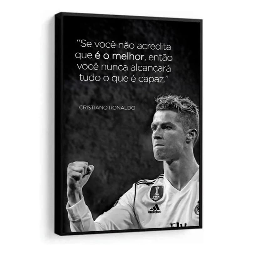 Quadro decorativo Cristiano Ronaldo CR7 frase motivacional
