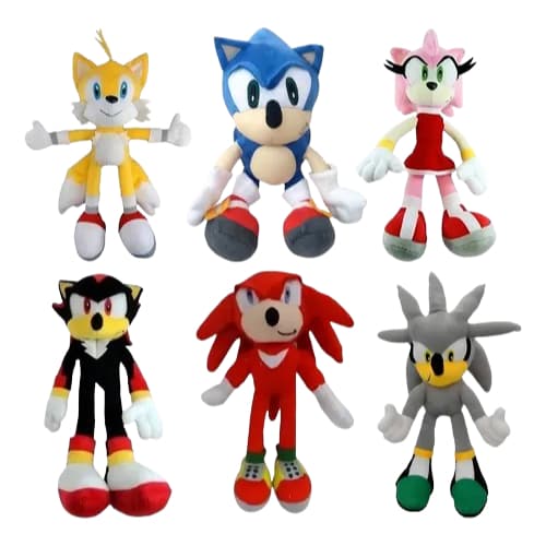 Pelúcias Sonic Tals Amy Shadow Knucles Silver 06 Personagens antialérgicos