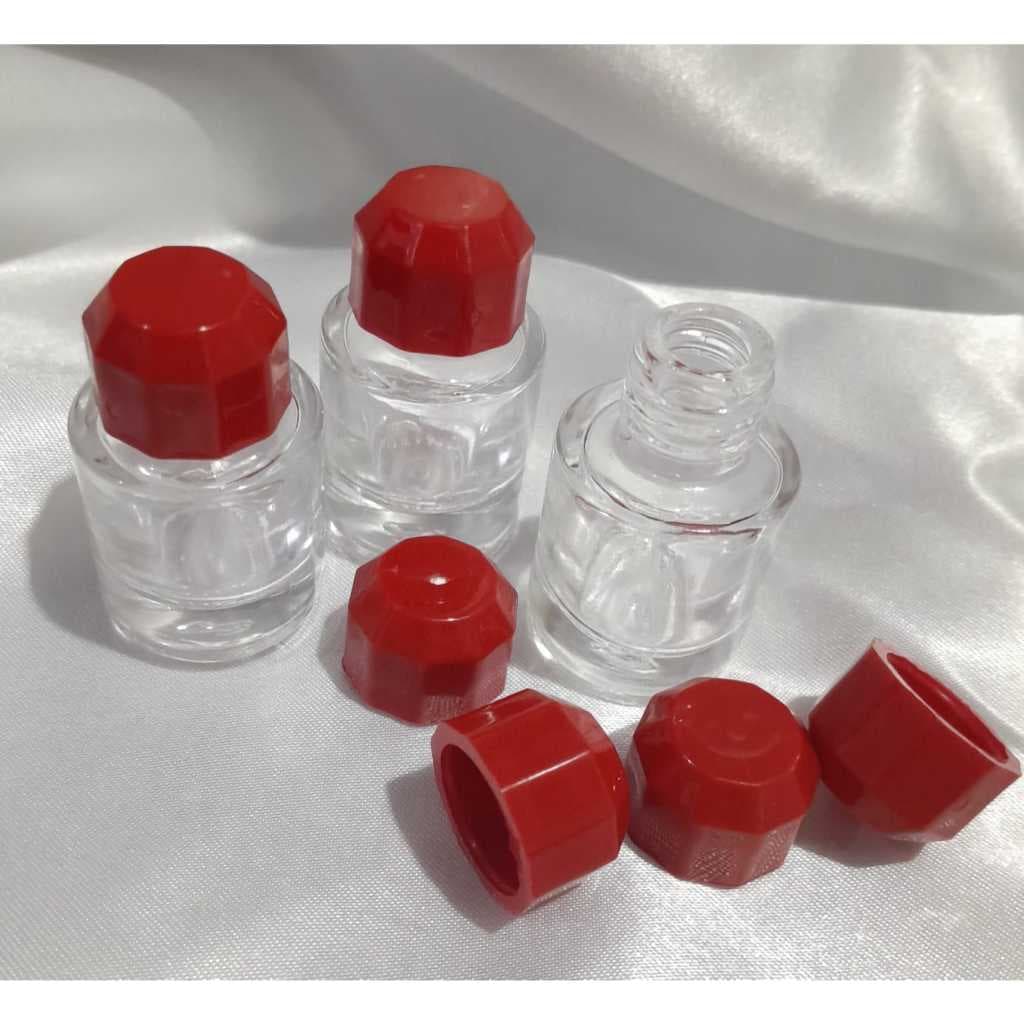 Kit10/30/50unid Frasco Vidro 5ml, tampa Diamante Vermelha,porta perfume, óleo, água Benta