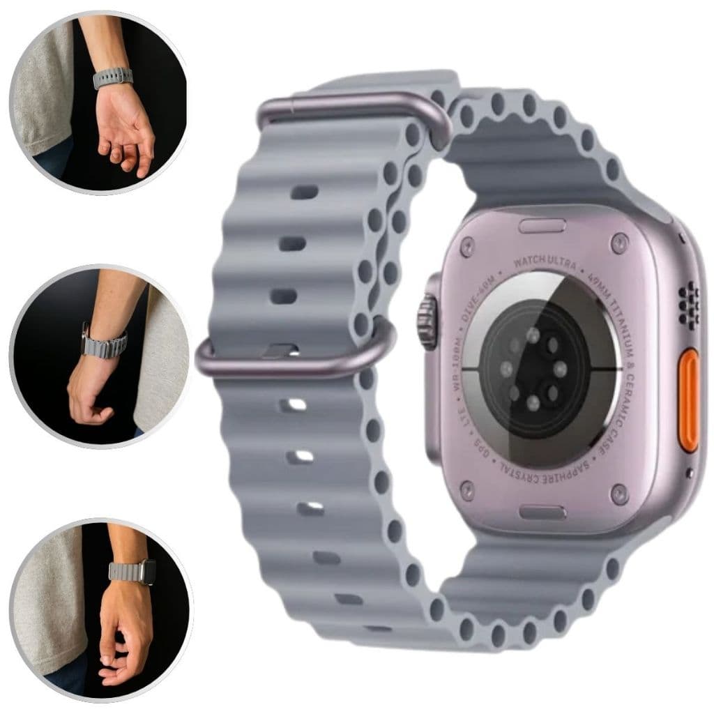 Pulseira Oceano Silicone Compatível Apple Watch Ultra 49mm 45mm 44mm 42mm Smartwatch Esporte