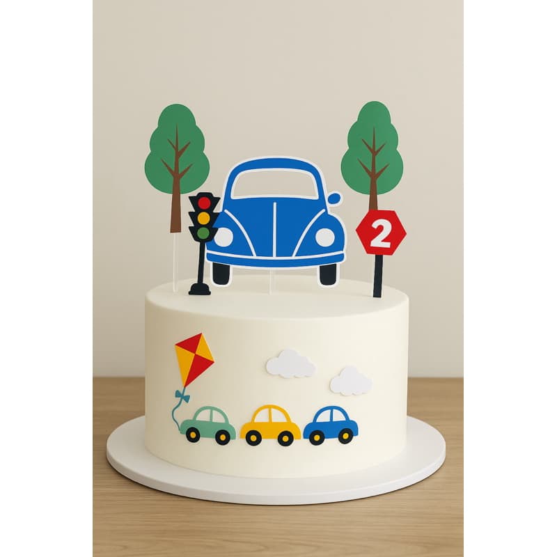 Topo de bolo carrinho Topper carro menino azul personalizado nome e idade
