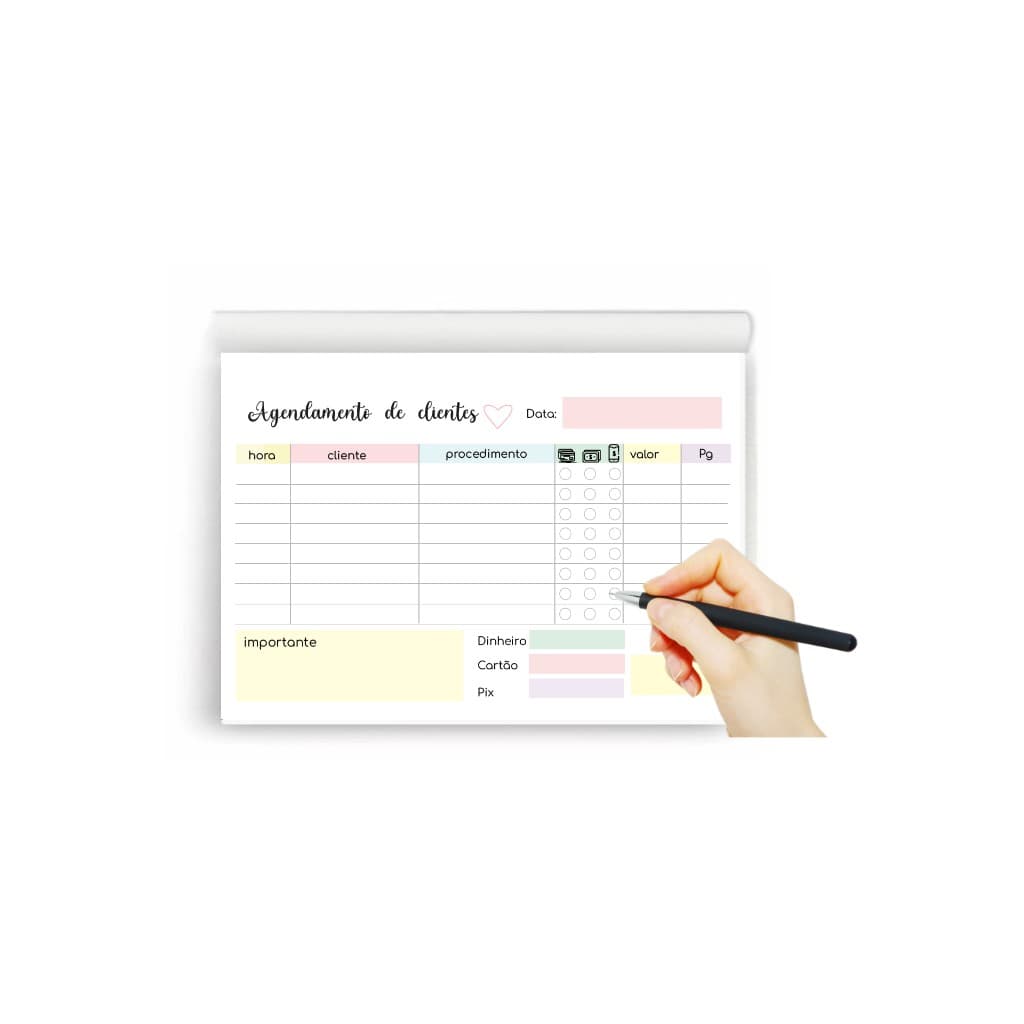 100 FOLHAS AGENDAMENTO DE CLIENTE A6 BLOCO DESTACÁVEL PRONTA ENTREGA