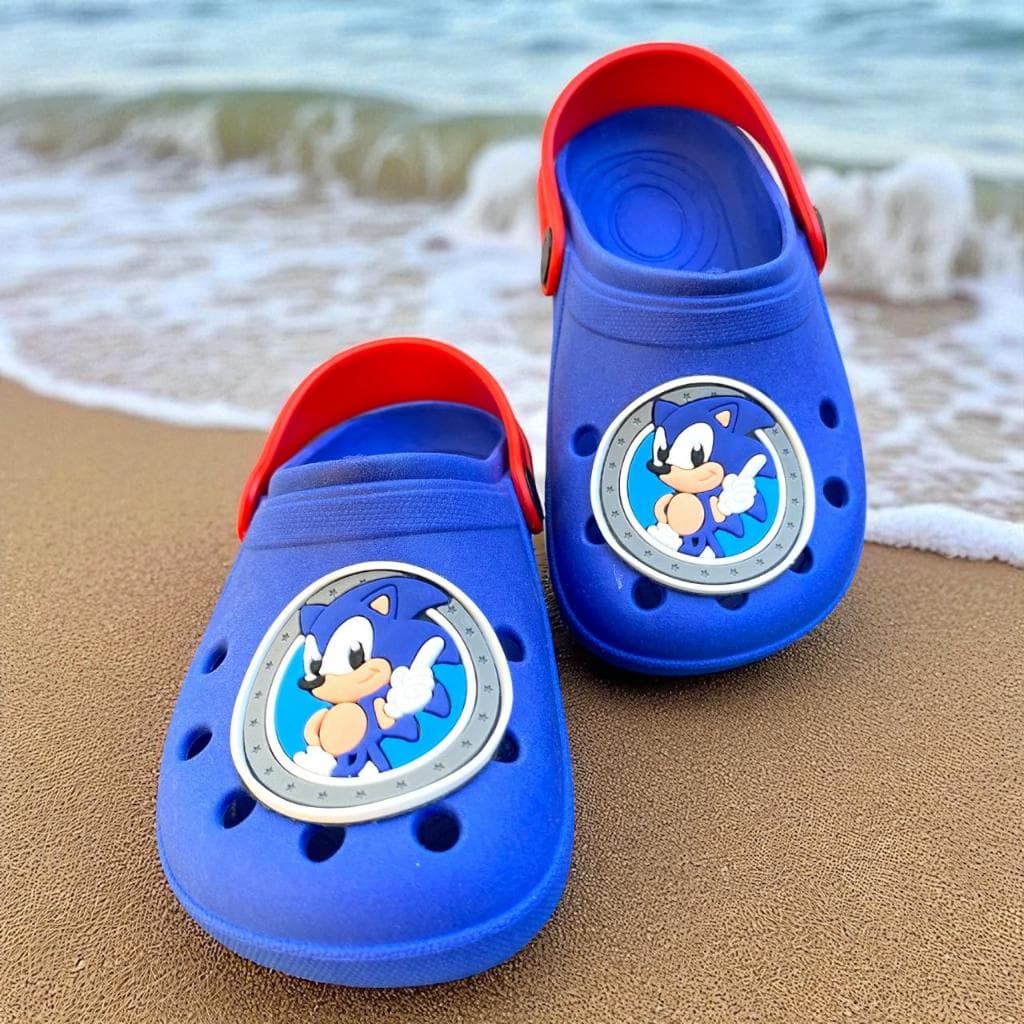Babuche Infantil Masculino Ouriço Azul divertido, super leve, antiderrapante, confortável e cheio de estilo para brincar