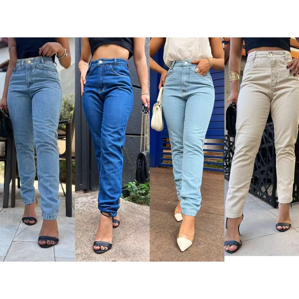 Calça mom jeans coloridos sem lycra