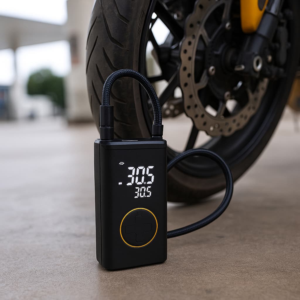Bomba de Ar Digital Portátil Recarregável com LED e Visor Encher Pneus Carro Moto Bike Bolas