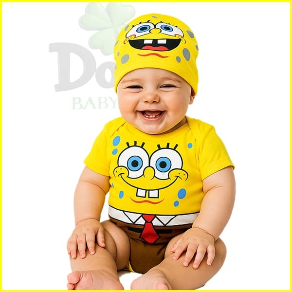 Body de Bebê Bob Esponja + Touca - Body Mêsversario Temático