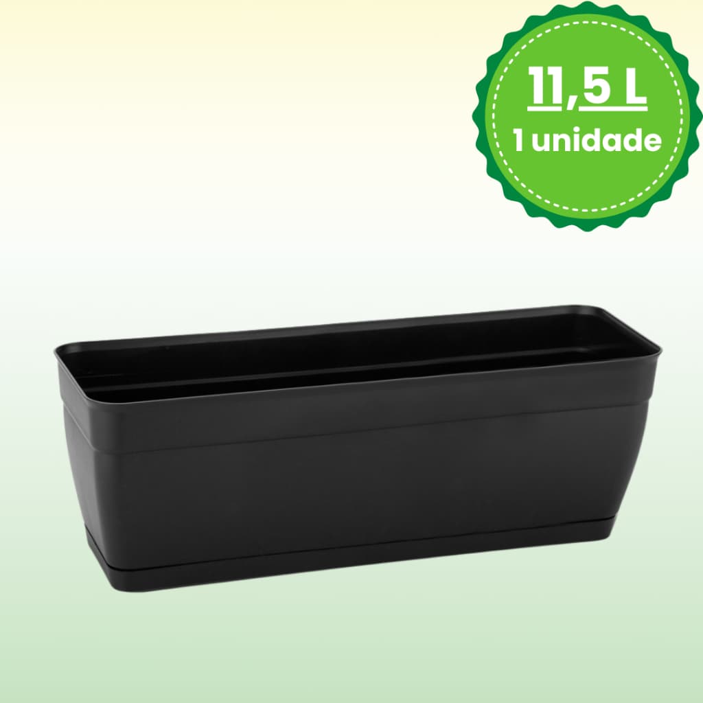 Vaso Floreira Jardineira Plástica Retangular 11,5 Litros Grande com Prato Horta e Jardim