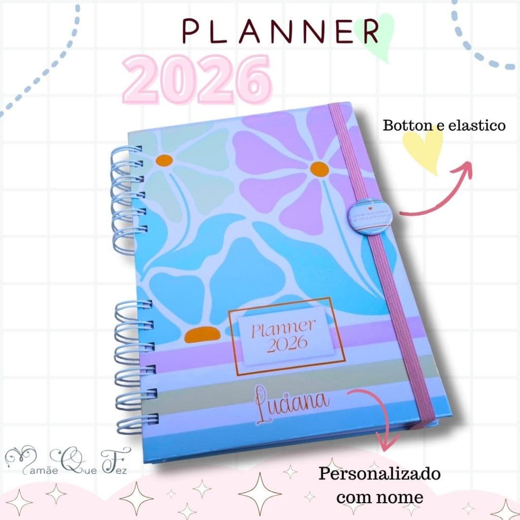 Planner 2026 personalizado com nome vários modelos
