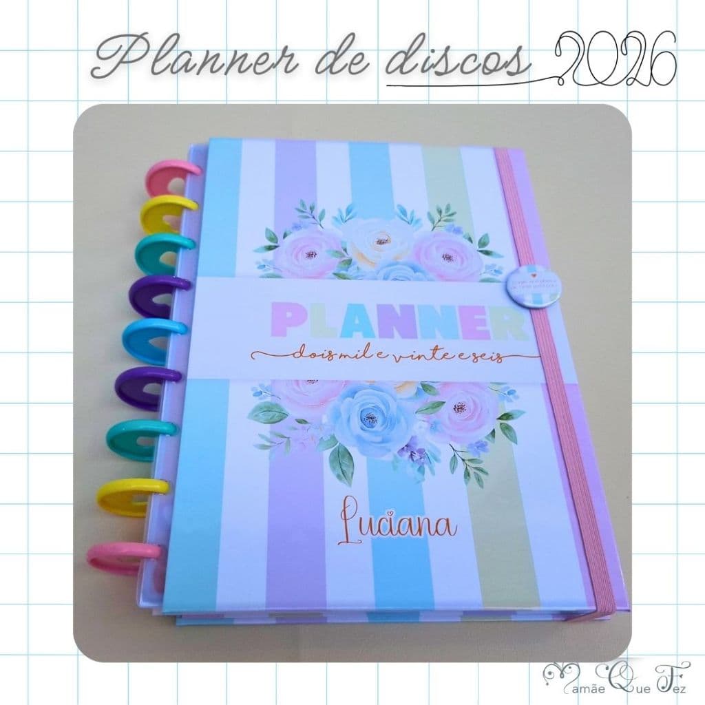 Planner de discos inteligente personalizado com nome logo ou foto, qualquer tema