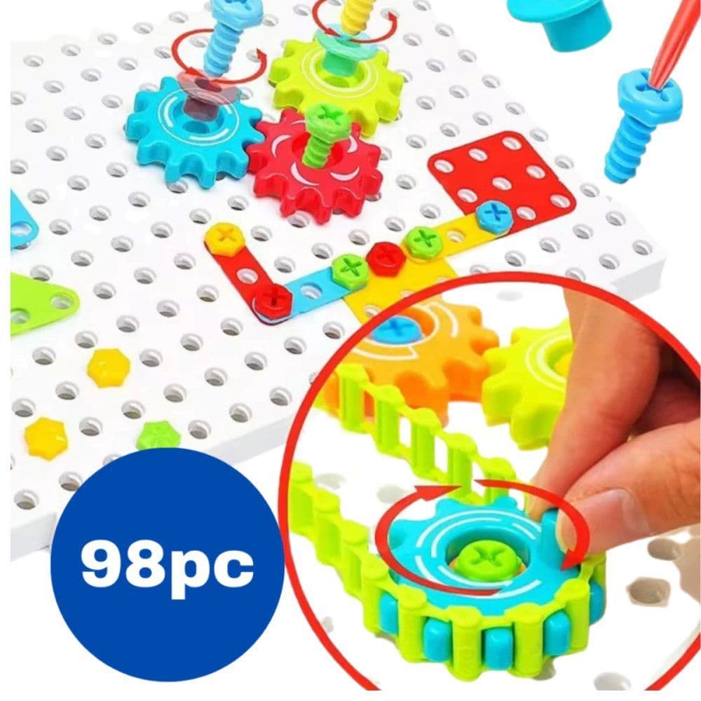 Kit Ferramenta Infantil Quebra Cabeça Engrenagem 98pc