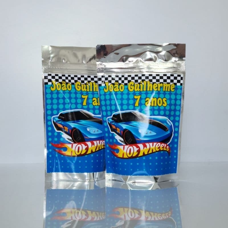 SAQUINHO METALIZADO HOTWHEELS LEMBRANCINHA PERSONALIZADA PARA FESTA INFANTIL