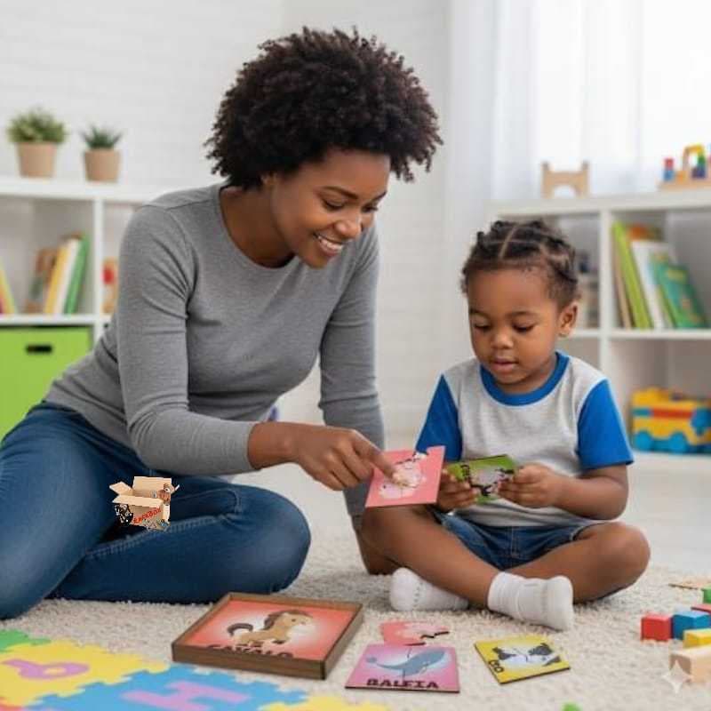 Brinquedo Pedagógico Madeira Estojo Quebra Cabeça Metades Infantil
