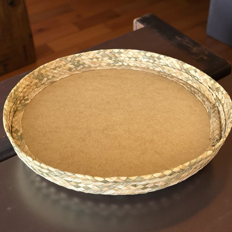 Bandeja Cesto de MDF com Palha Artesanal 30 cm Organização e Decoração