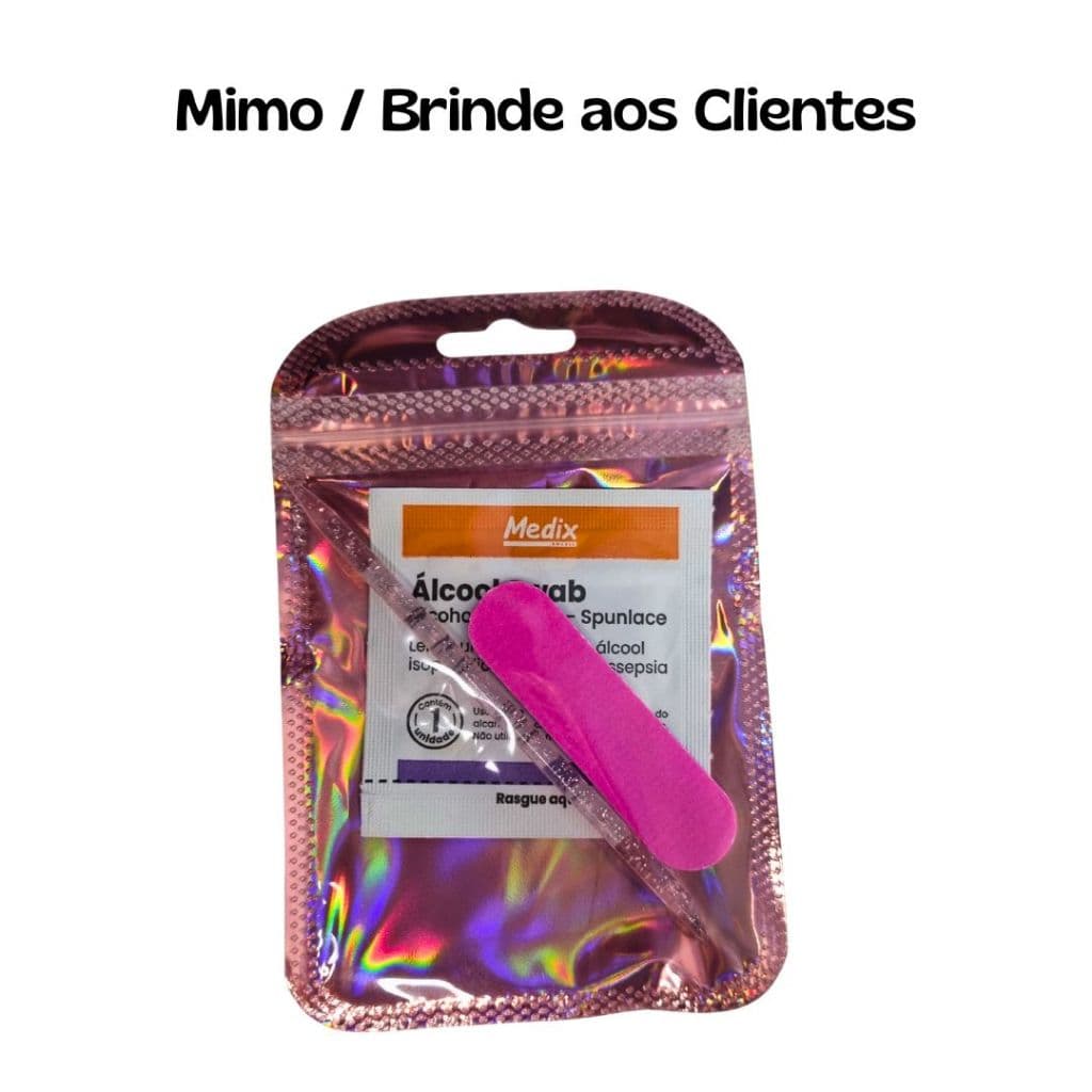 10 a 50 Pacotes com Lixa Unha + Palito Acrílico + Alcool  - Mimo ao Cliente Brinde Lembrancinha