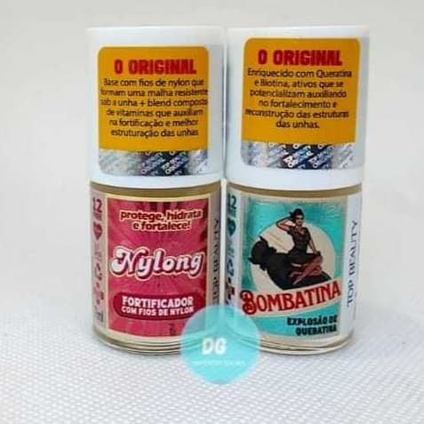 Kit com 2 Bases -  Nylong + Bombatina  Sos Unhas 12 Free Top Beauty