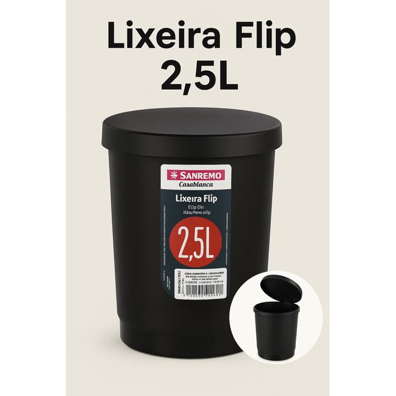 Lixeira Sanremo Flip 2,5L – Compacta, Moderna e Funcional