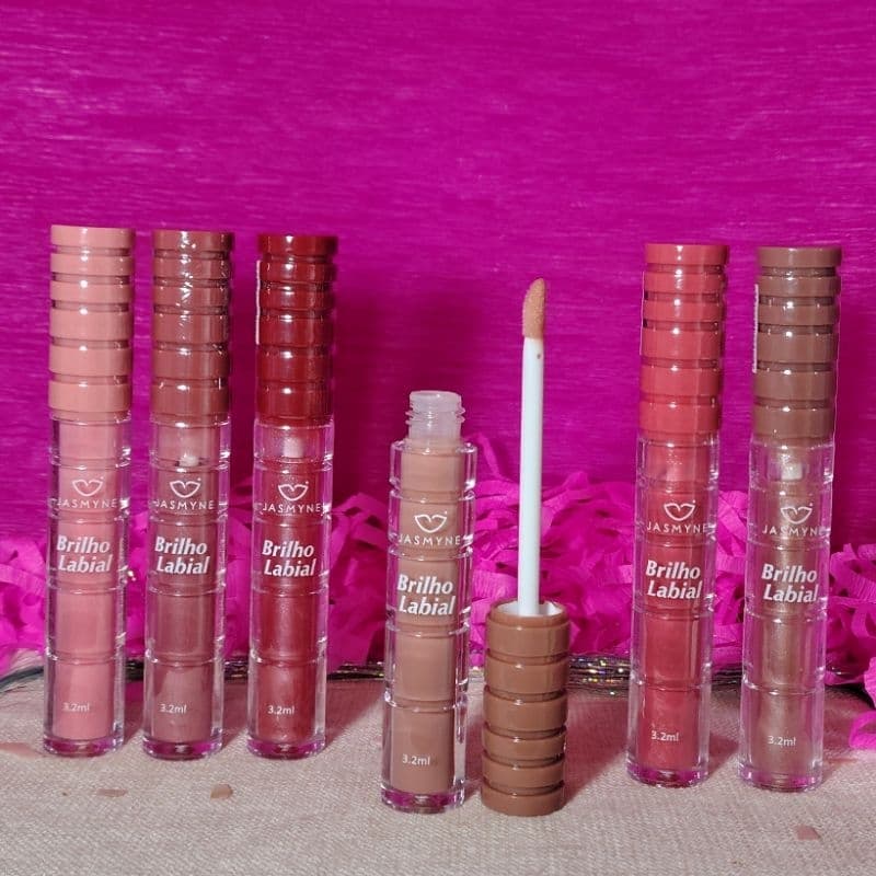 Lip Gloss Brilho Labial, Jasmyne JS18030. Brilho Intenso, Hidratante,Efeito Glow Natural,Cor Vibrante,Longa Duração Make