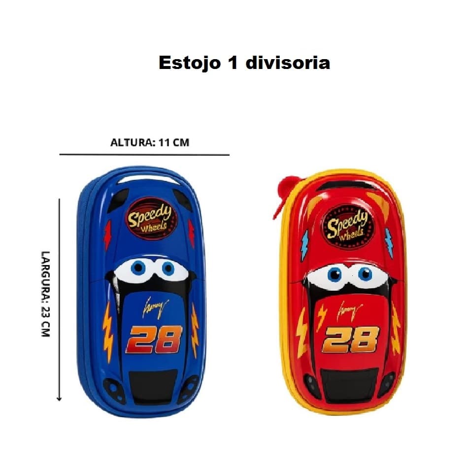 Estojo Escolar Speedy Wheels 1 divisória meninos Alto Relevo