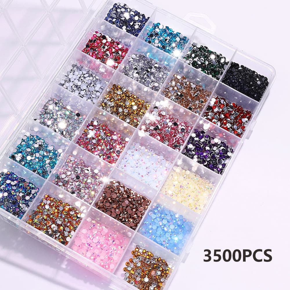 Caixa grande com strass coloridos Para Maquiagem e Nail Art / 3500PCS