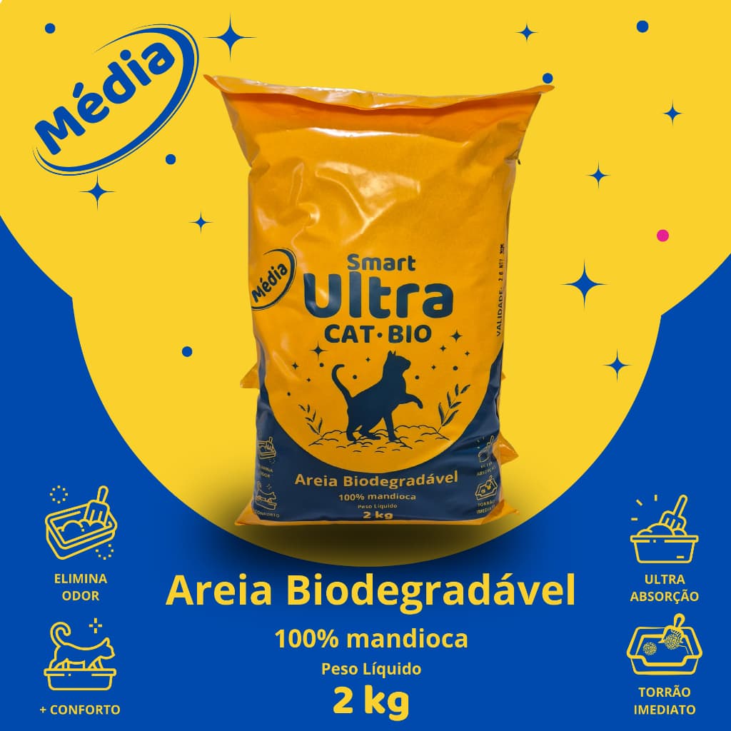 Areia Ecológica para Gatos 2kg + Coleira – Biodegradável, Sem Poeira, Natural