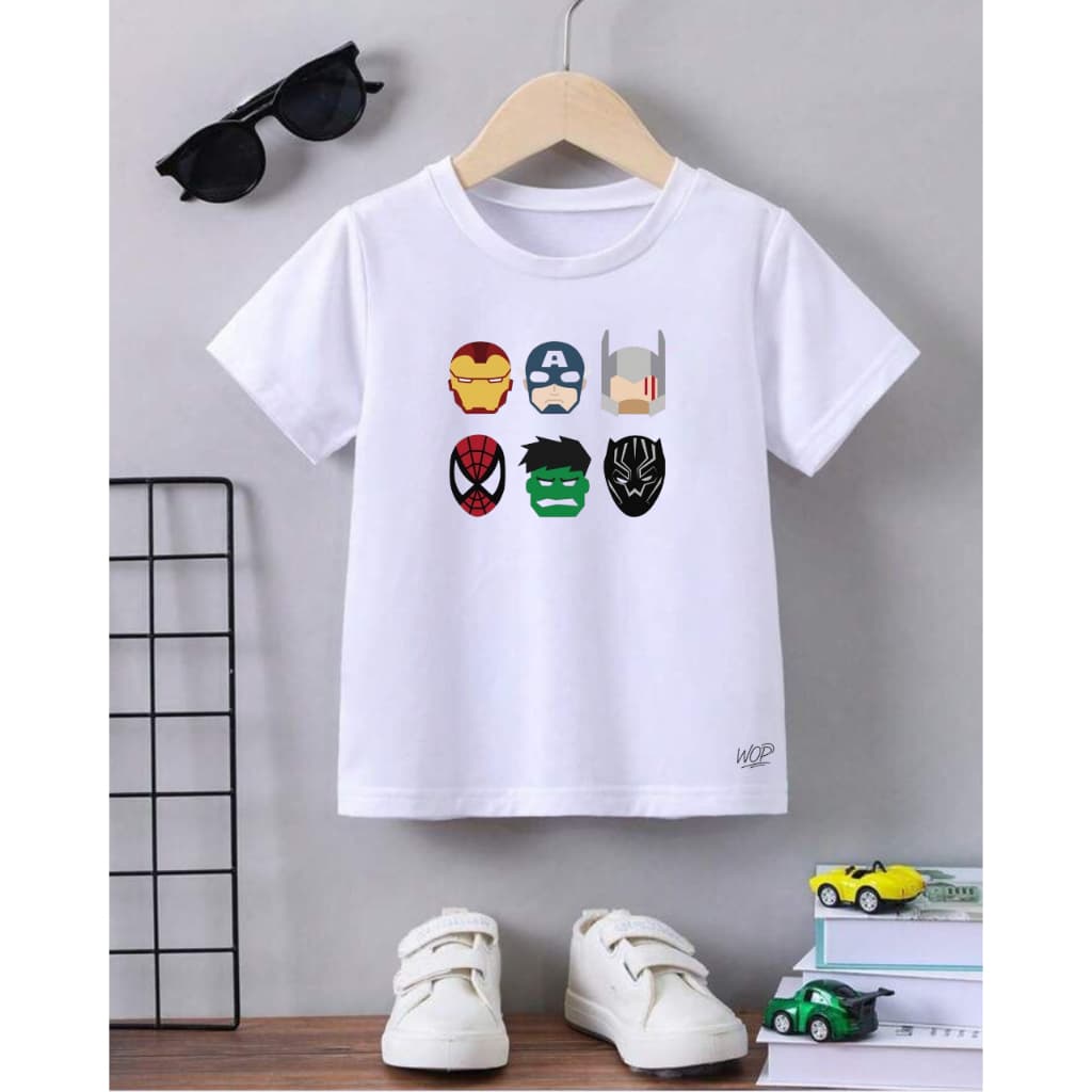 Camiseta Infantil Masculina Vingadores Símbolos Avengers Super Heróis Algodão Confortável