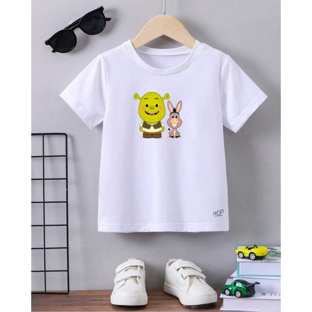 Camiseta Infantil Unissex Shrek Camiseta Personagem Desenho Filme DreamWorks Algodão Confortável