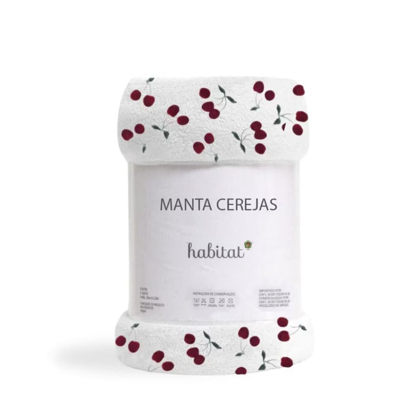 Cobertor Manta Cereja Casal Queen Habitat Antialérgica