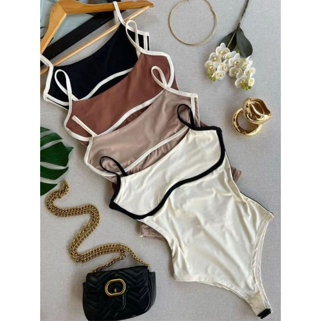Body Feminino Bicolor Com Bojo Lançamento Suplex e Alcinha Moda Bogueira
