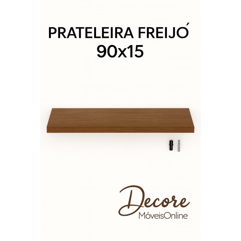 Prateleira MDF Freijó 90x15cm  em mdf 15 mm – Suporte Invisível sala cozinha lavanderia