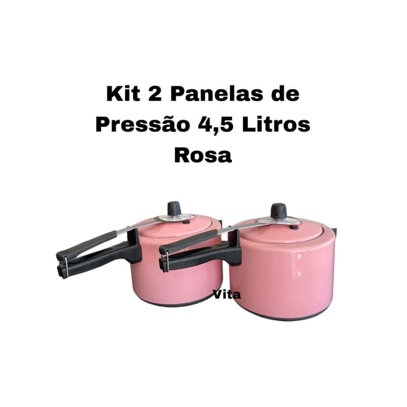 KIT COM 2 PANELAS DE PRESSÃO 4,5 LITROS - FECHAMENTO INTERNO - ROSA