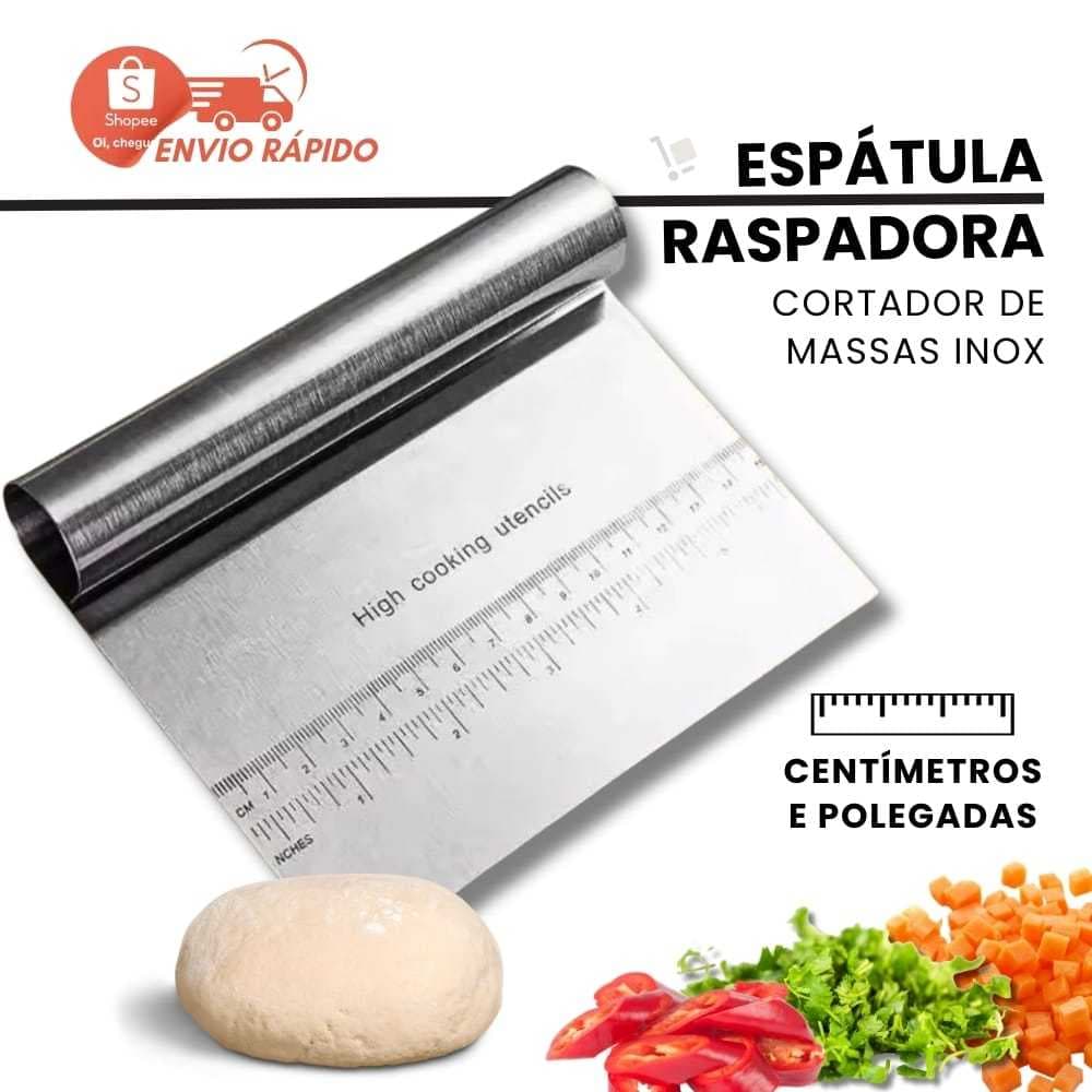 Espátula Raspador Cortador Alisadora em Inox Prática de Massa com Cabo Ergonômico Tubular 15cm