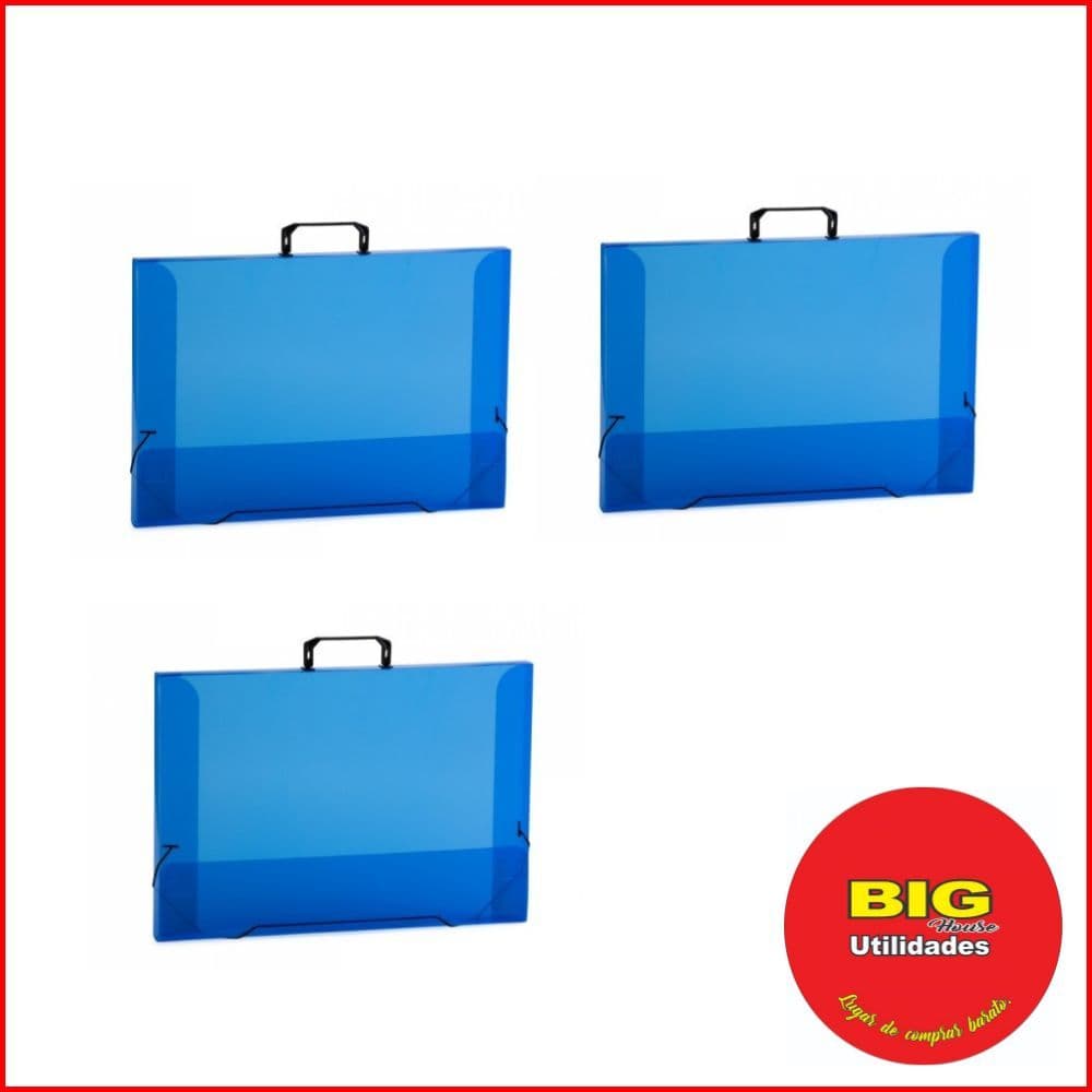 Kit 3 MALETA OFICIO COM ELASTICO MM40 AZUL