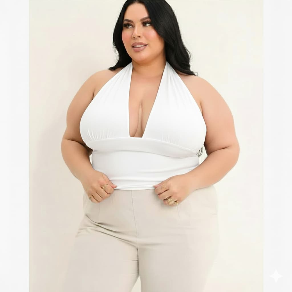 Blusa Cropped Plus Size Top Com Amarração Multiformas