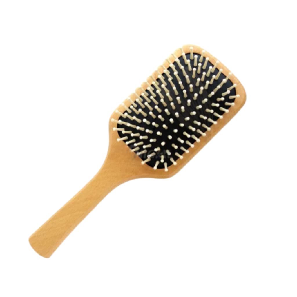 Escova De Cabelo De Bambu Natural Cerdas de Nylon Sustentável Biodegradável Raquete Madeira Antiestática com Airbag