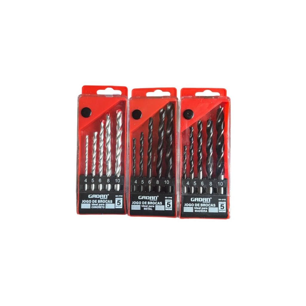 KIT COMPLETO COM  3 JOGOS DE BROCAS - BROCA MADEIRA, METAL E CONCRETO PROFISSIONAL