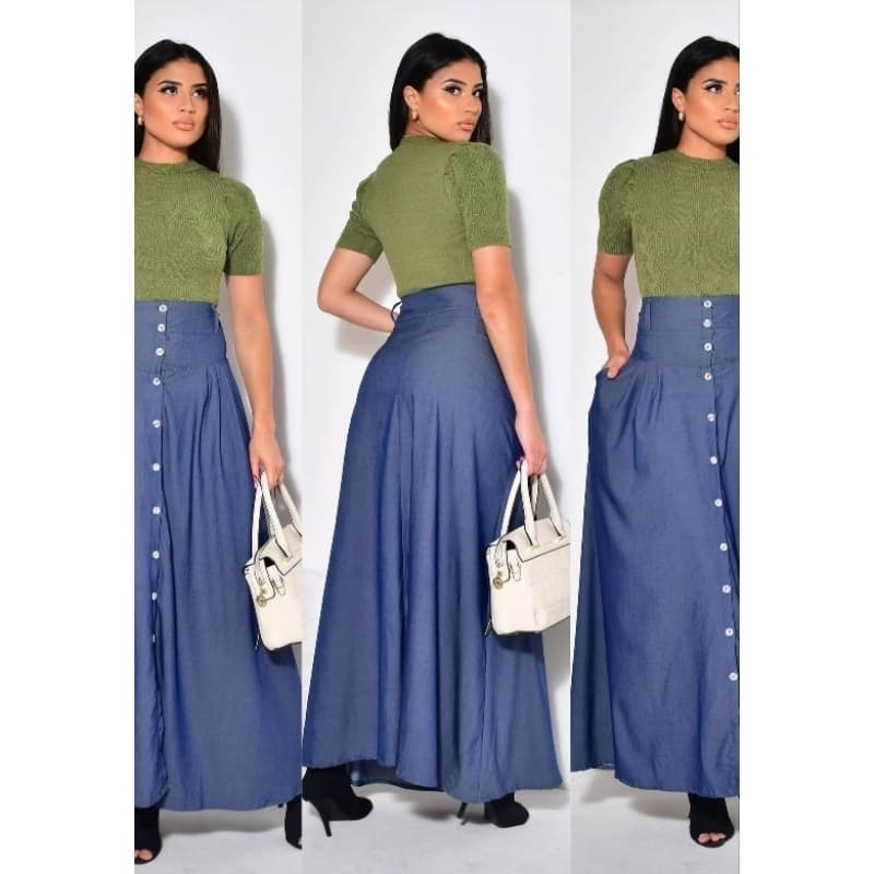 SAIA LONGA/ SAIA FEMININA ELEGANTE/MODA EVANGÉLICA/SAIA MODA BLOGUEIRA