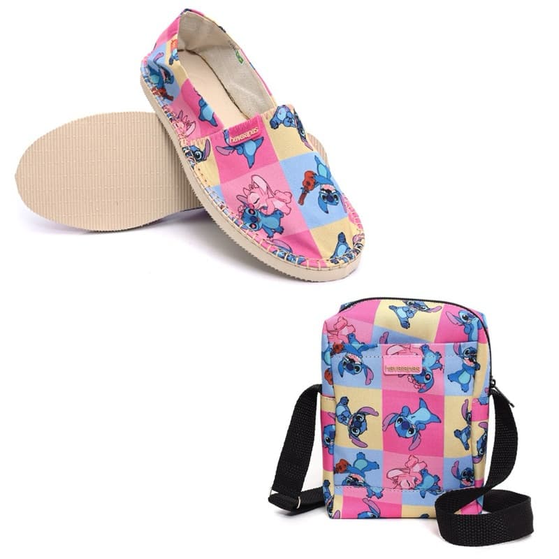 Kit Sapatilha Espadrille e Shoulder Bag Lilo e Stitch Adulto/Infantil Unissex