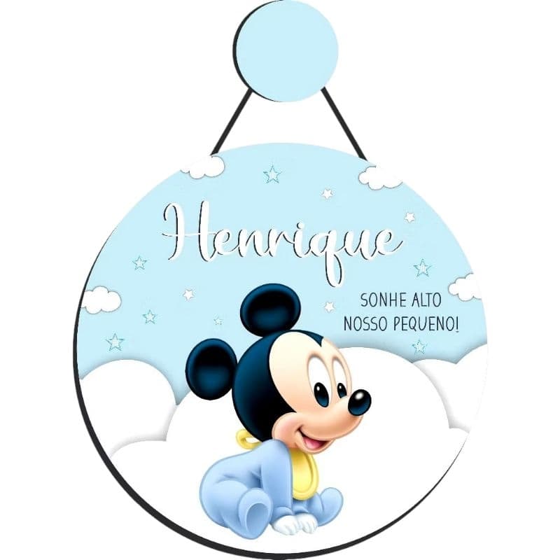 enfeite porta maternidade Mickey baby em MDF