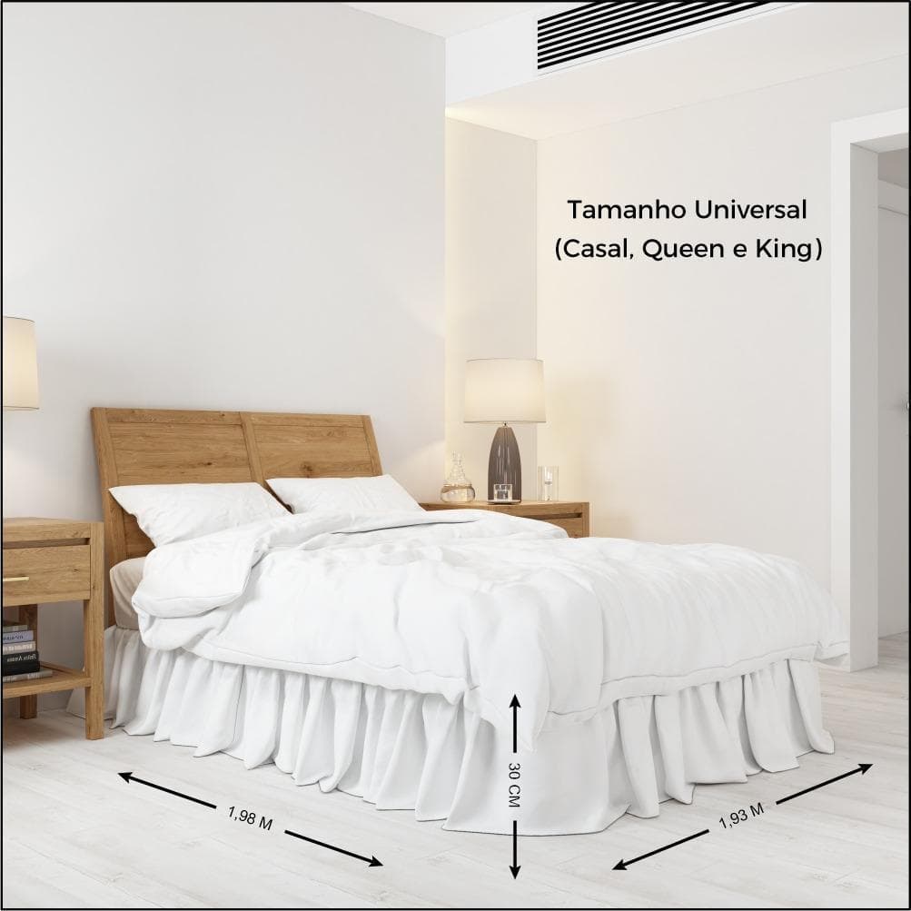 Saia para Cama Box Universal com Elástico Casal Queen King 1,98 m x 1,93 m