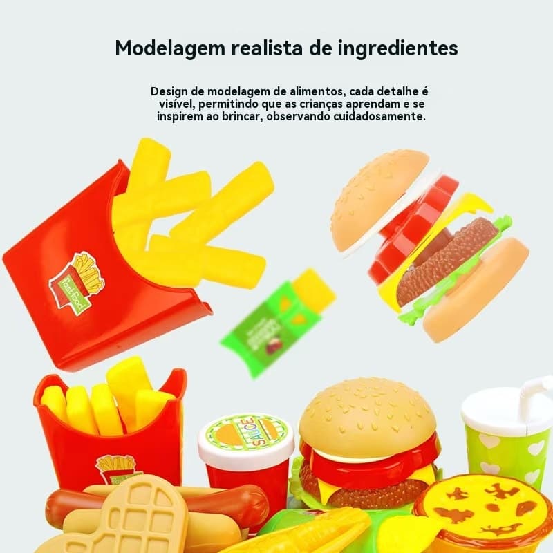 Brinquedo Infantil Simulação de Comida - Mini Kit Hamburger | Divertido para Crianças Pequenas