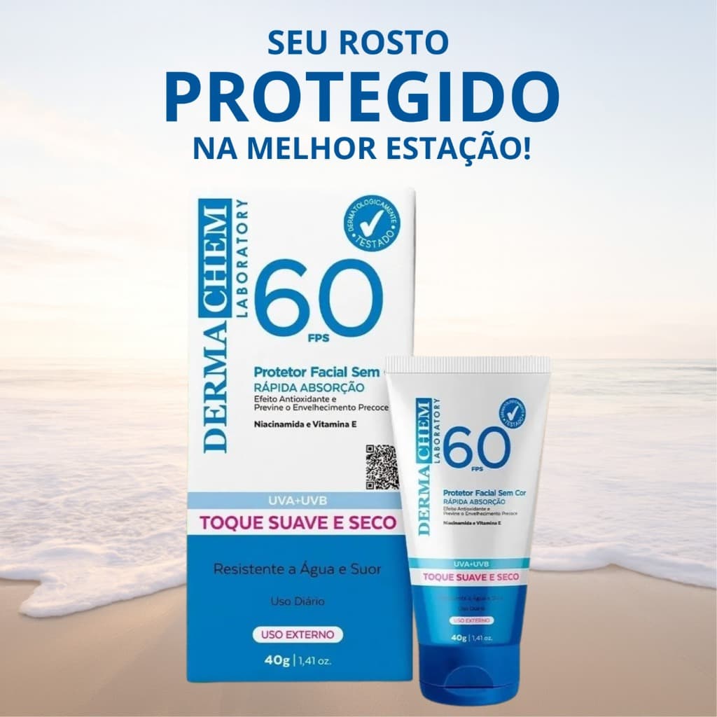 Protetor Solar Para Rosto Sem Cor Creme Solar Loção Protetora Hidratante FPS 60 40g