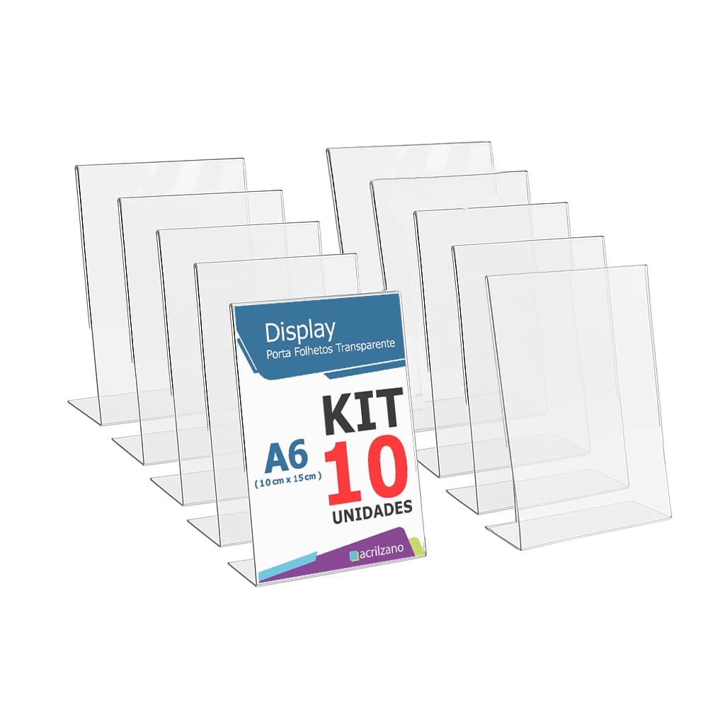 Kit de Porta Retratos A6 Acrílico Transparente L 10x15cm para Decoração e Organização