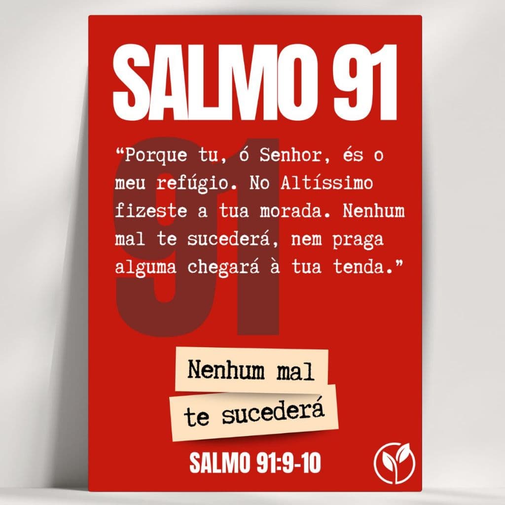 Salmo 91:9-10 Quadro Decorativo - Feito em Madeira MDF 3mm - Já com fita Adesiva - Envio Imediato.