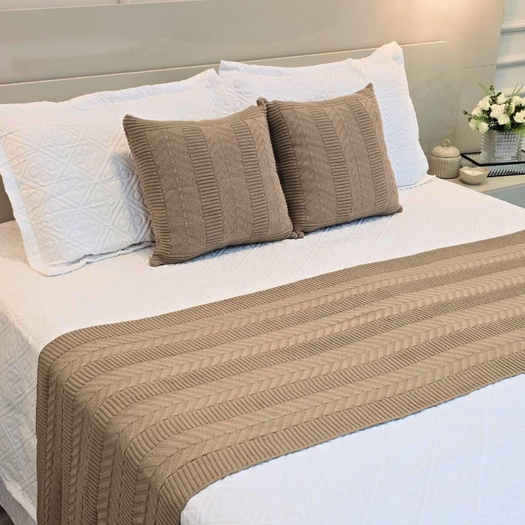 Peseira Manta Tricot Cama Casal Links - SOMENTE A PESEIRA