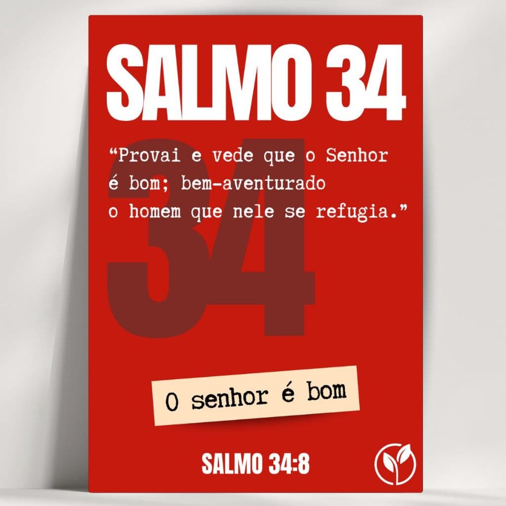 Salmo 34:8 Quadro Decorativo - Feito em Madeira MDF 3mm - Já com fita Adesiva - Envio Imediato.