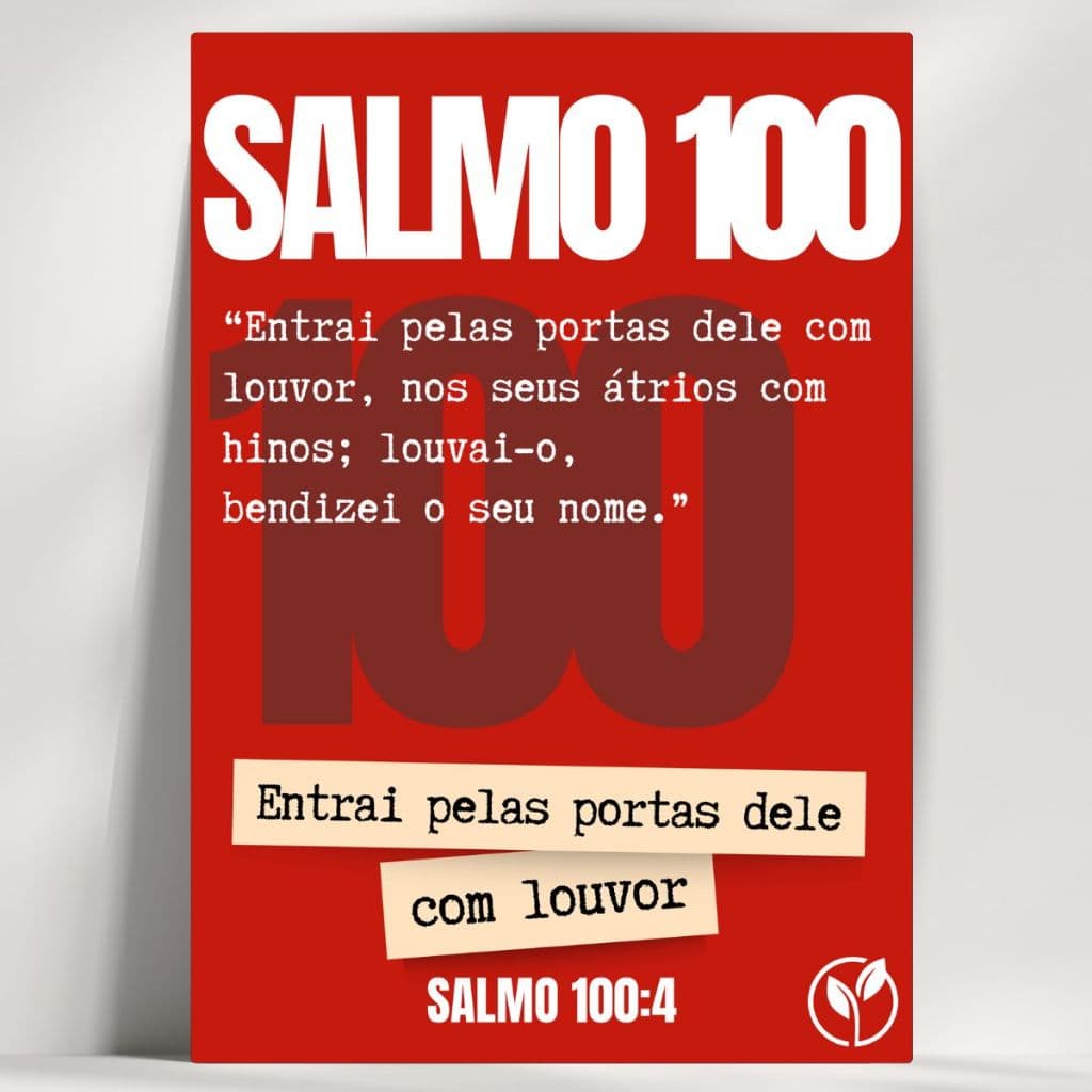 Salmo 100:4 Quadro Decorativo - Feito em Madeira MDF 3mm - Já com fita Adesiva - Envio Imediato.