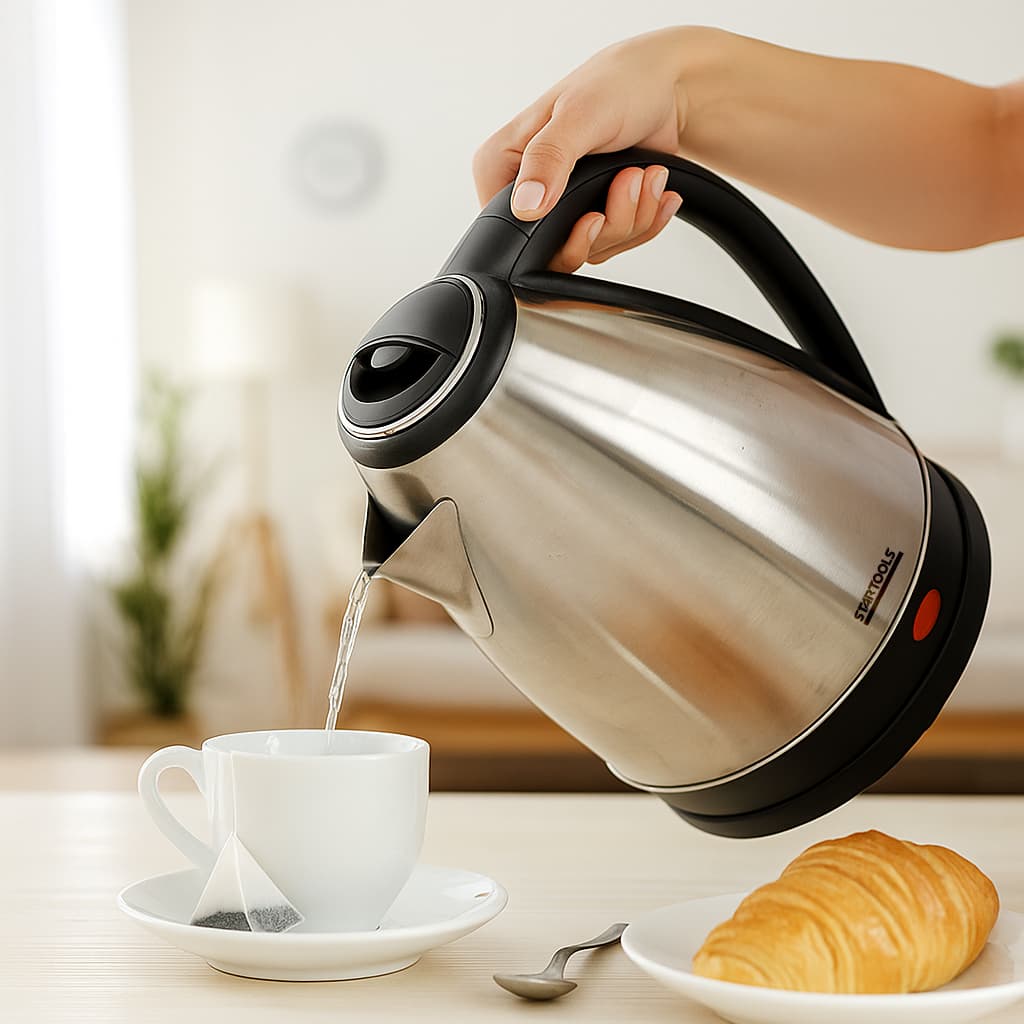 Chaleira Elétrica Aço Inox 127v 220v 2 Litros Ferve Rápido Chá Café Ferver Água Quente Bule Garrafa Térmica Casa Cozinha