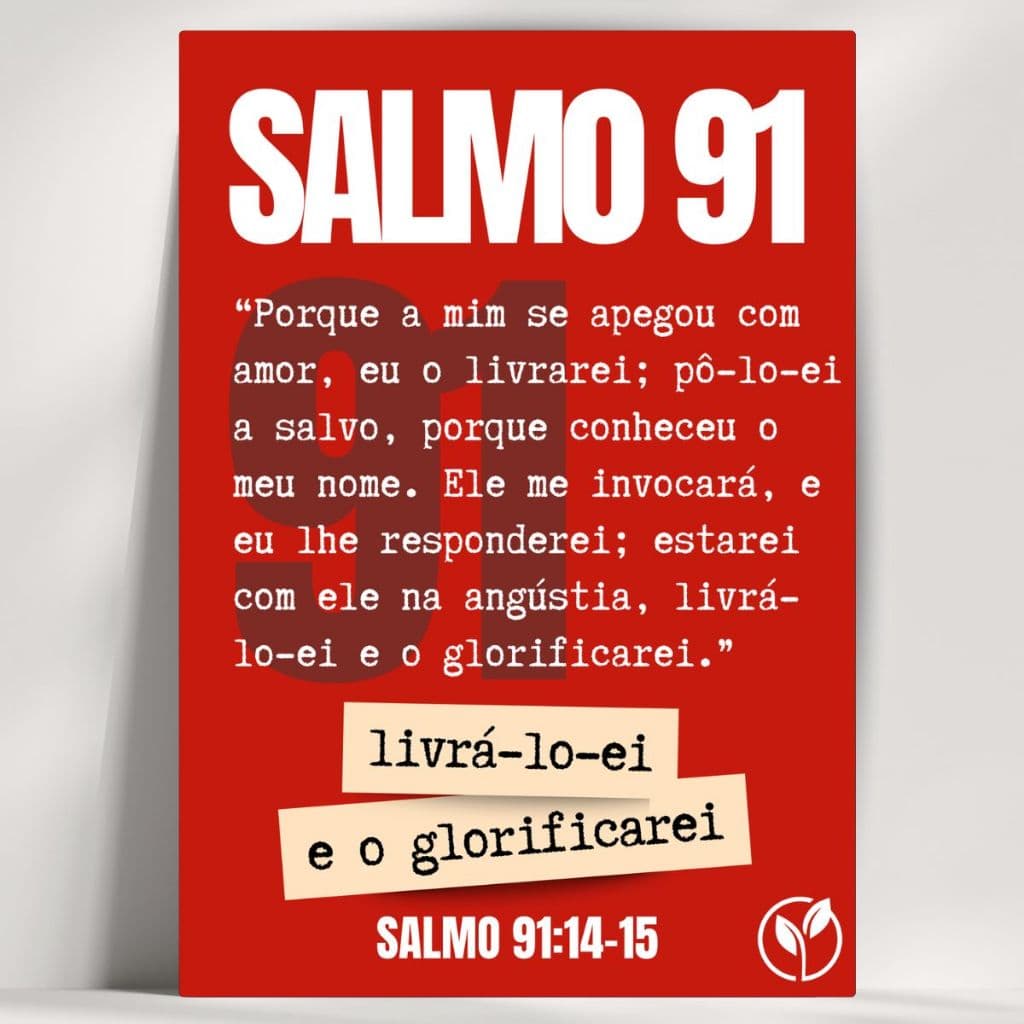 Salmo 91:14-15 Quadro Decorativo - Feito em Madeira MDF 3mm - Já com fita Adesiva - Envio Imediato.