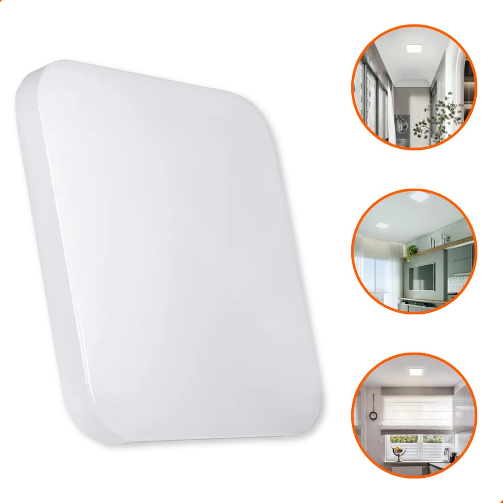 Plafon Led 18w Borda Infinita Quadrado Sobrepor Ou Embutir Luz Quente Neutra ou Fria Iluminação