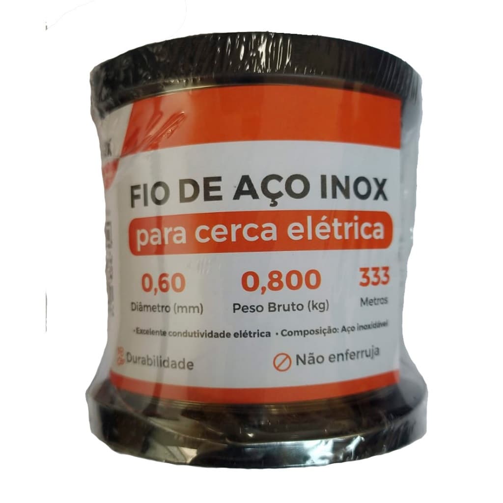 Fio de Aço Inox 0,60mm Para Cerca Elétrica - Bobina de 333 mts - Bufallo Inox